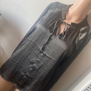 PHILOSOPHY OLIVE GREEN SATIN LONG SLEEVE SHIRT BLOUSE SIZE MEDIUM